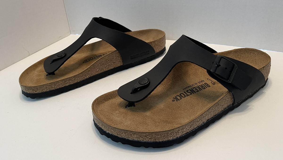 NWOT BIRKENSTOCK GIZEH BIRKO-FLOR THONG SANDALS BLACK SIZE 10-10.5