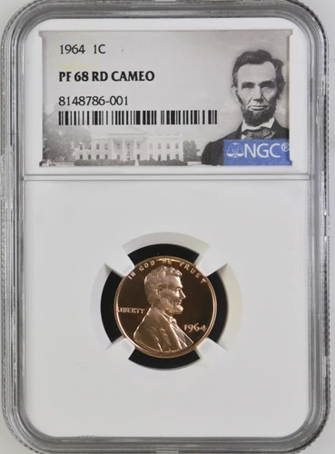 1964 1C Proof Lincoln Cent, NGC PF68RD Cameo, Portrait Label