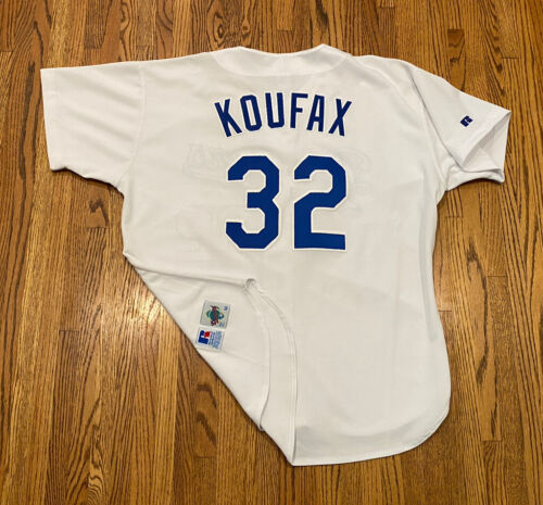 Los Angeles Dodgers Sandy Koufax Vintage Russell Diamond MLB Baseball Jersey 52 - Picture 1 of 14