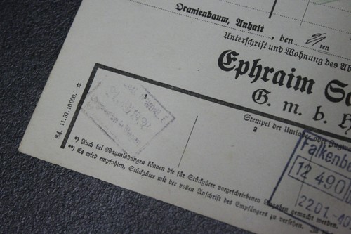 vecchia lettera di vettura Reichsbahn 1938 Oranienbaum Anhalt Ephraim Schulze GmbH tabacco - Foto 7 di 15