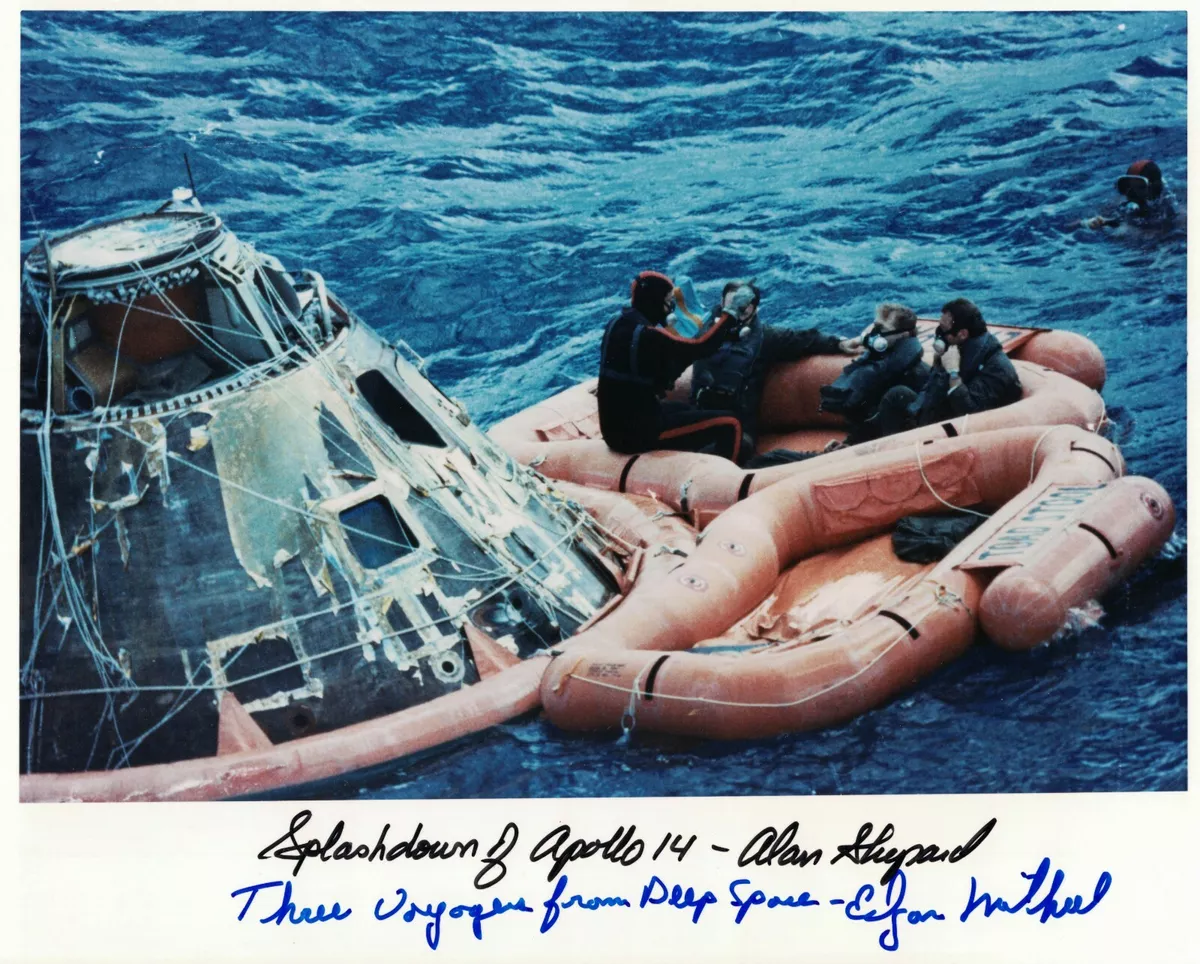 Apollo 14 Alan Shepard & Edgar Mitchell Signed Splashdown Photo | eBay