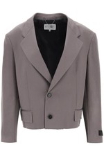 Mm6 Maison Margiela Cropped Blazer With Cut-off Hem
