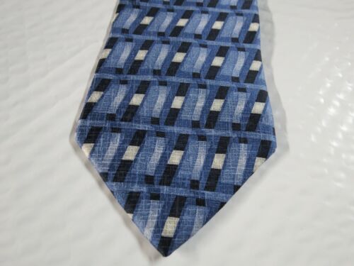 Men's Neck Tie Zylos George Machado Blue Silver Geometric Silk - 第 1/5 張圖片
