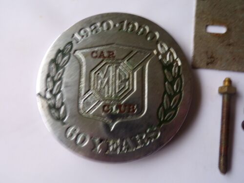 VINTAGE MG CAR CLUB 60 YEARS ANNIVERSARY 1930 TO 1990 GRILLE BADGE EMBLEM - Foto 2 di 3