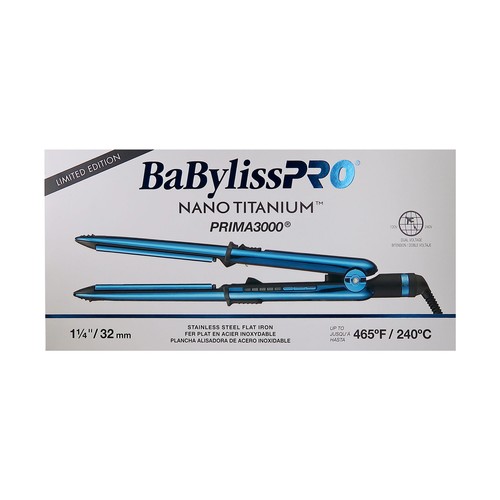 BaBylissPro LIMITED EDITION Nano Titanium Prima 3000 1¼" Flat Iron Black & Blue - Picture 5 of 7