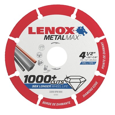 LENOX Tools 1972921 MetalMax Diamond Edge Cutoff Wheel, 4.5'' x 7/8''