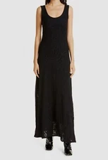 $545 Fuzzi Women's Black Stretch Lace Scoop Neck Maxi Tank Dress Size L