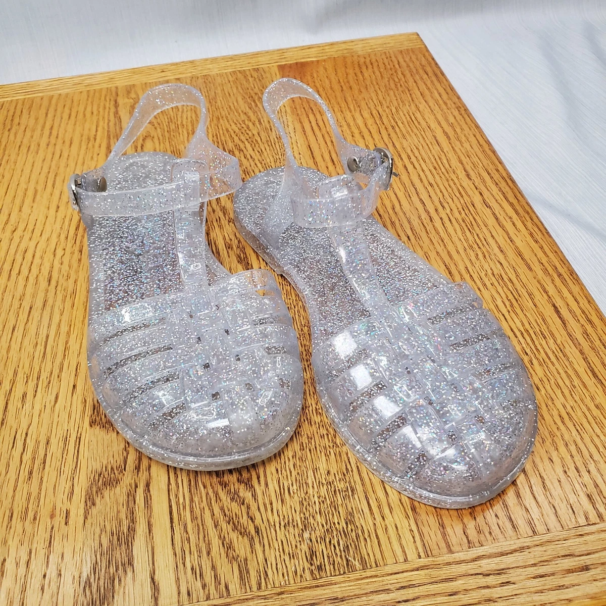 Aggregate more than 130 clear glitter jelly sandals super hot