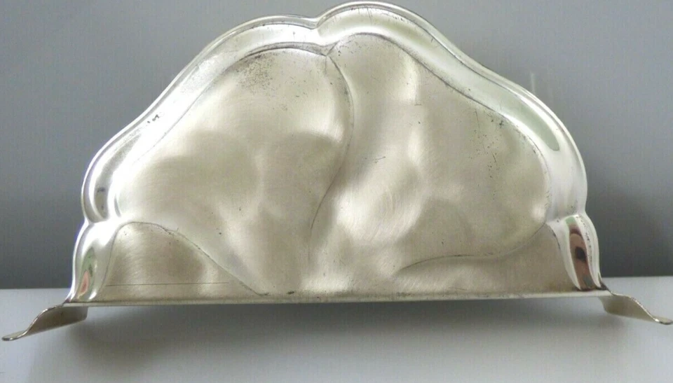 Silver Plate Metal Napkin Letter Card Holder IKORA Brushed Germany WMF Vintage - Image 4 of 4