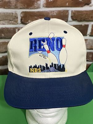 Reno NBS National Bowling Stadium 1996 Hat Snapback VTG Cap Las Vegas Skyline