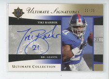 TIKI BARBER AUTO /25 2006 UPPER DECK ULTIMATE COLLECTION GOLD 21/25 JERSEY # 1/1