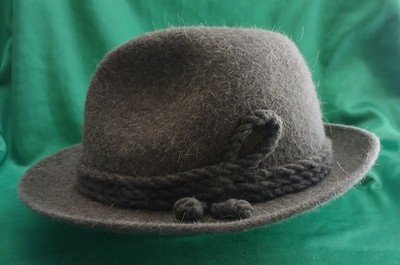  1960's Authentic Anton Pichler Fraz Gray Tyrolean Oktoberfest Wool Hat! Sz Lrg!