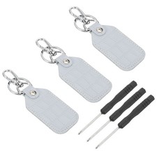 3PCS Leather Key Fob Keys Cover RFID Key Protector 1.57"x 2.87" Light Blue
