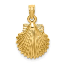 14k Yellow Gold Polished Scallop Shell Pendant K8253