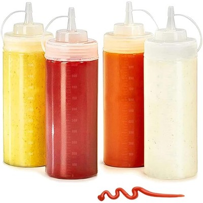 4 Stück Saucenflasche, 500Ml Squeeze Flasche, 16Oz Mit Kappe Dosierflasche, Quet