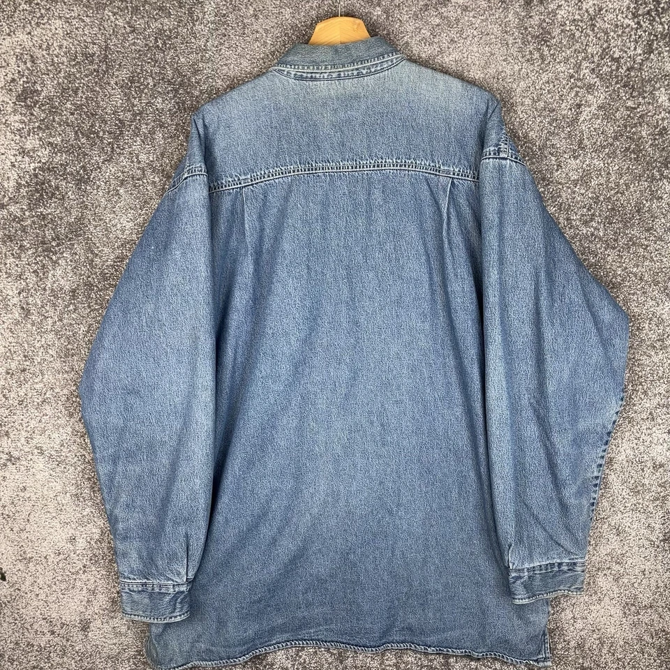 Camisa de mezclilla Wolverine de colección para hombre XL alta forrada de vellón chaqueta al aire libre descolorida Foto 3 de 4