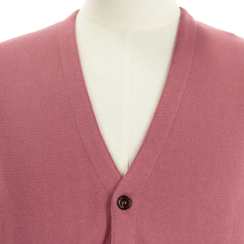 Colete suéter cardigã Gran Sasso novo sem etiquetas tamanho 52 (EUA L) rosa 100% algodão - Imagem 2 de 4