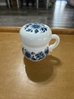 VINTAGE Avon SSS Skin Softener Delft Blue Milk Glass Decanter Jar w/Lid