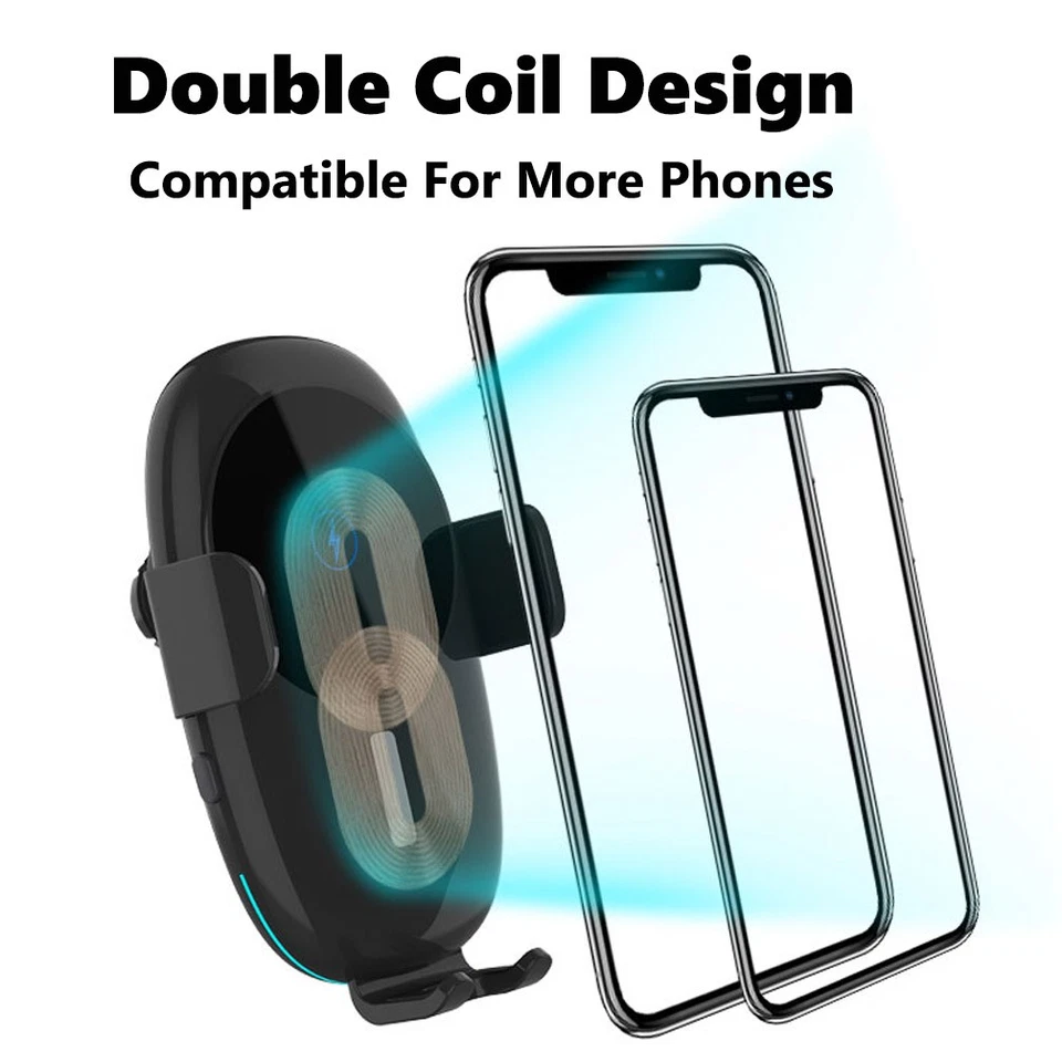Carregador de carro sem fio rápido 20W montagem de fixação automática suporte de telefone ventilação de ar EUA - Imagem 2 de 4