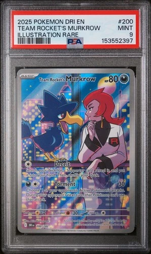 Pokemon Team Rocket's Murkrow Destined Rivals Illustration Rare #200 PSA 9 Mint