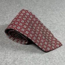 Brooks Brothers Makers Silk Tie Red Geometric Woven England USA