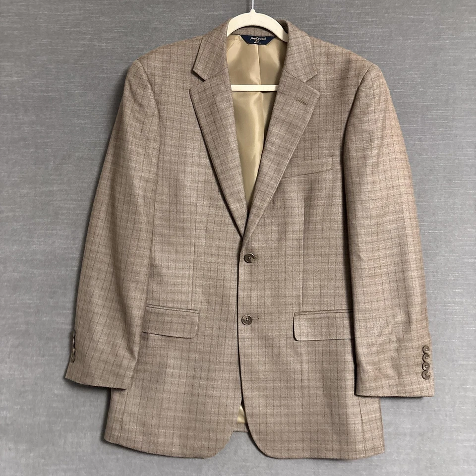 Joseph Feiss Gold Sport Coat 38R Brown Plaid Silk Wool Blazer Jacket Casual 37R - Image 2 of 4