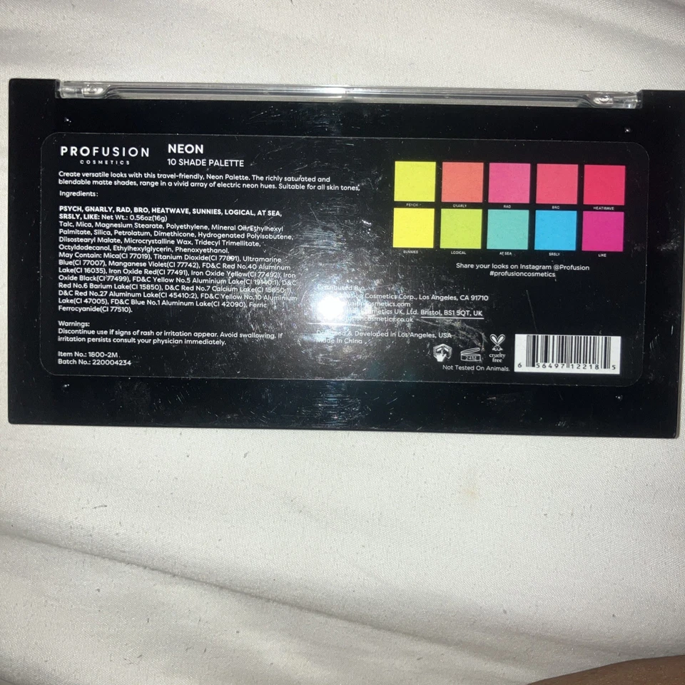 PROFUSION Cosmetics 10 Shade Eyeshadow Palette Neon 3.5 oz - Image 2 of 3