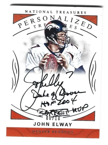 John Elway 2016 National Treasures Personalized Treasures Inscription Auto /10