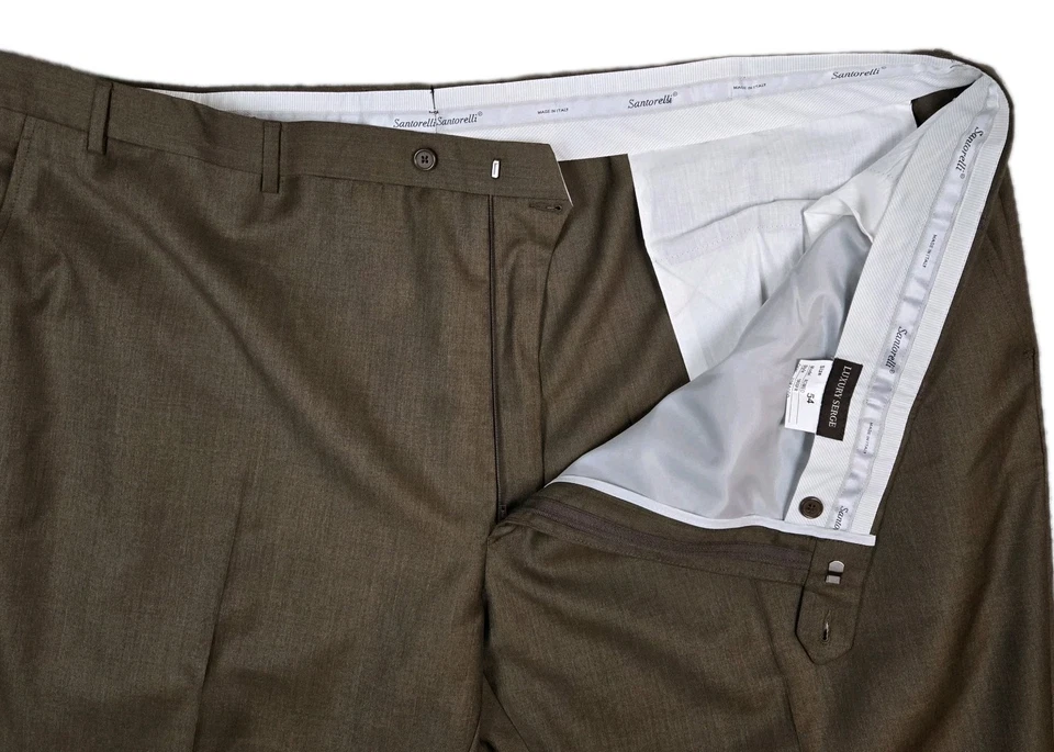 Santorelli *NWOT* Tobacco Brown Luxury Serge Romeo Pants Size 54 Unfinished Hem - Image 3 of 4