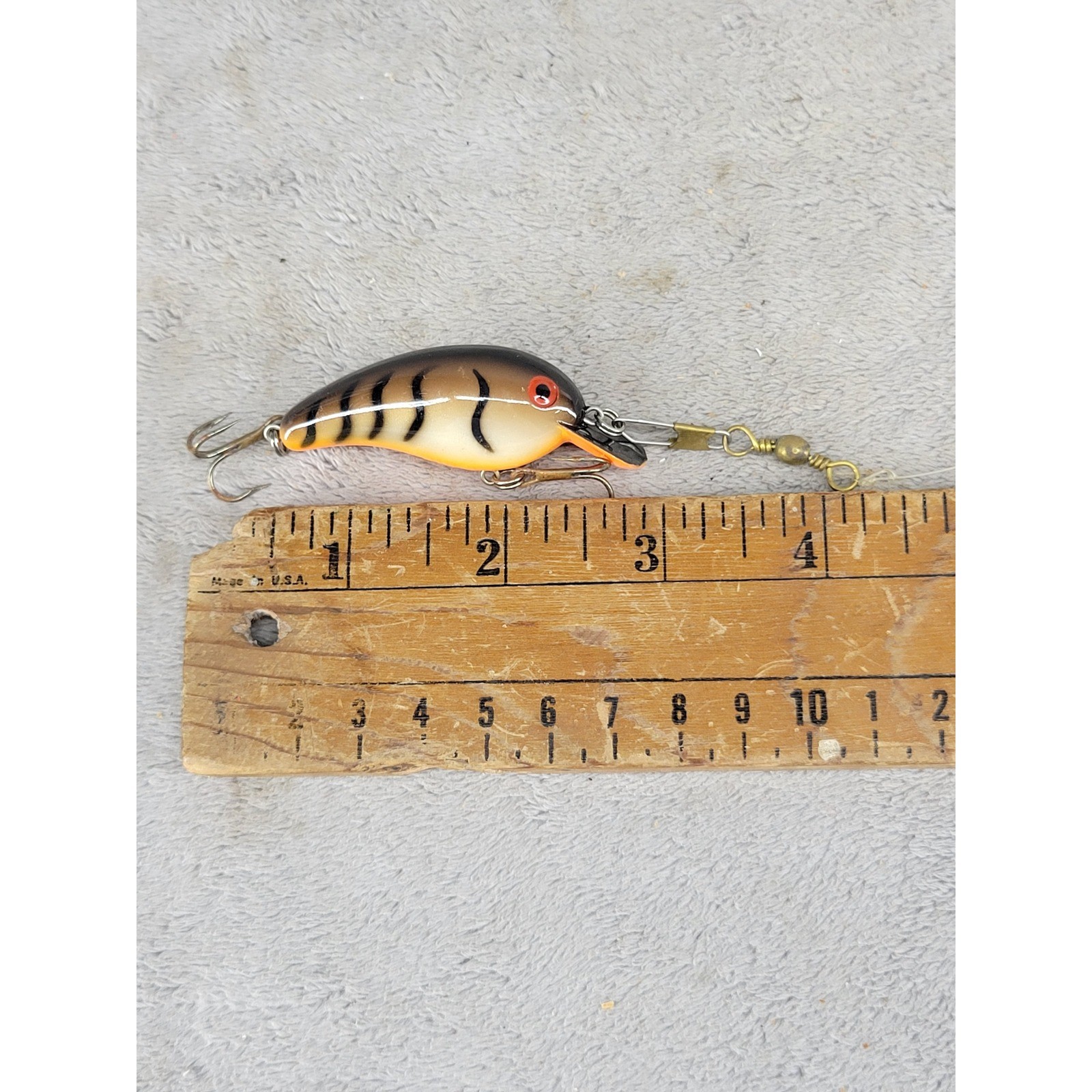 Bomber Model A Crankbait Fishing Lure Brown Orange Tiger Stripe Square Bill 2in - Image 5