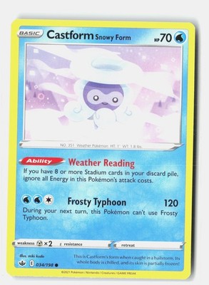 Castform Snowy Form Common Normal SWSH06: Chilling Reign 034/198 NM miki kudo