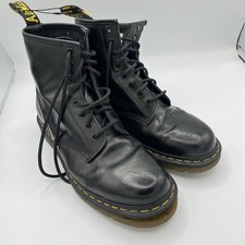 Dr Martens 8 Eyelet Classic Boots Men’s UK 8 Black Leather NEEDS REPAIR DM Docs