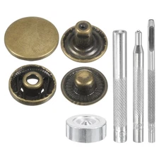 24Set 20mm Leather Snap Fastener Kit 2.76" Long W 4 Install Tools, Bronze