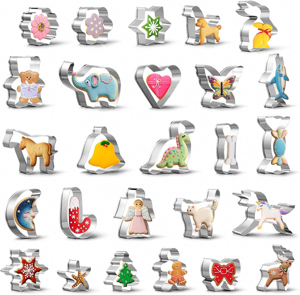 PläTzchen Ausstecher Set 26-Teilig, Aussterchformen Weihnachten, Edelstahl-image