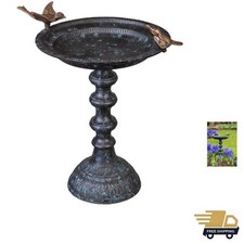 Artistic Hummingbird Bird Bath for Garden - Bronze Finish Weatherproof Design