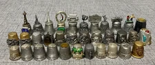 Vintage Lot of 34 Travel State City Landmarks Souvenir Metal Pewter Thimbles