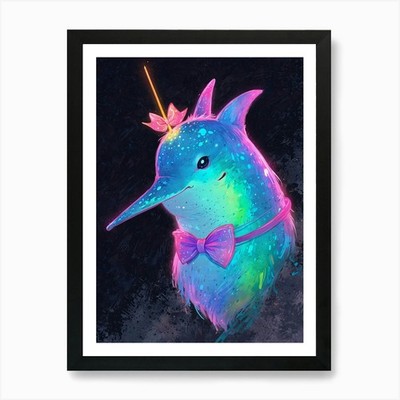 Einhorn Delfin Kunstdruck gerahmt Wandbild Poster Leinwanddruck Bild