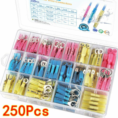 250pcs Heat Shrink Wire Connector DIY Kit Waterproof Marine Automotive Terminals