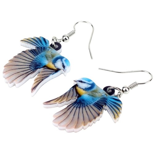 Pendientes Pájaro Volador Azul y Amarillo - Boho Festival Inspirados en la Naturaleza - Nuevos con Etiquetas - Imagen 2 de 6