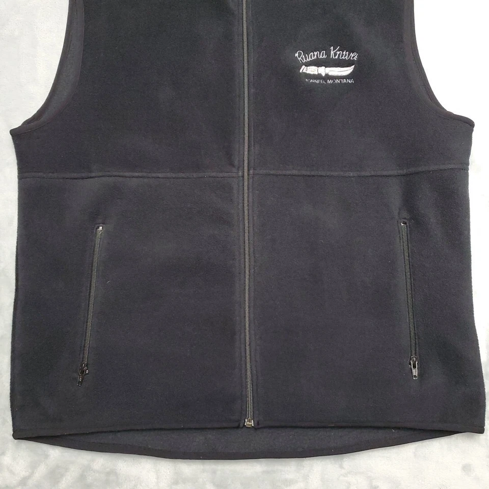 Ruana Knives Vest Mens XL Black Full Zip Embroidered Fleece Outdoors Bonner MT - Image 2 of 4