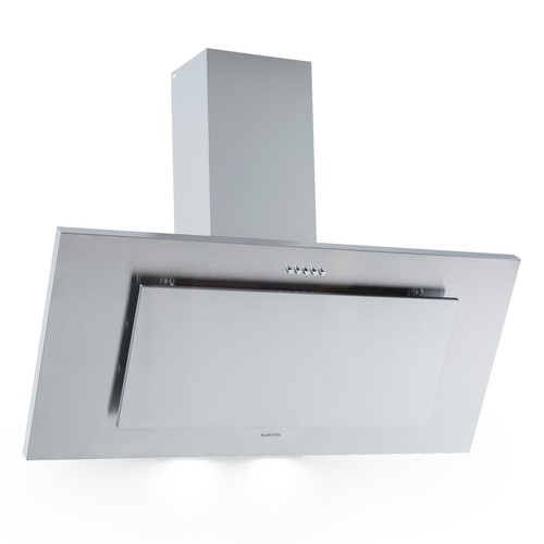 Cooker Hood 90cm Silver Angled Kitchen Extractor Fan Chimney Stainless