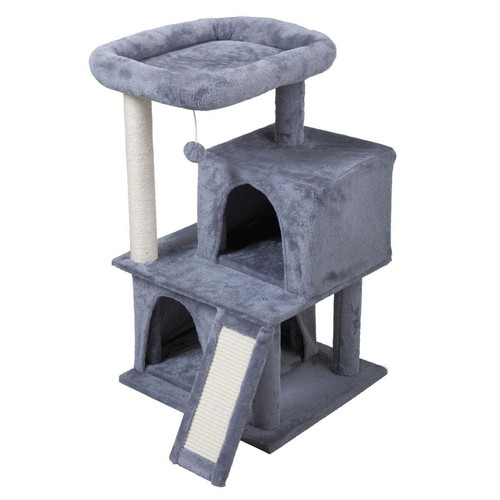 34"H Doublelayer cat Tree with cat house and ladder light eBay