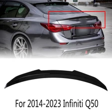FOR 14-24 INFINITI Q50 PSM STYLE HIGH KICK REAR TRUNK SPOILER WING GLOSS BLACK