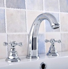 Polished Chrome Widespread Basin Sink Faucet Bathroom 3 Holes Vanity Mixer Taps