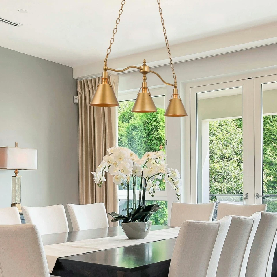 LNC 3 Luces Antiguo Dorado Moderno/Contemporáneo Lineal LED Isla de Cocina Li Foto 4 de 4