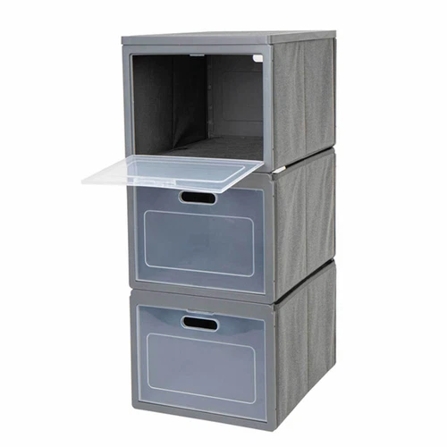 Camping Folding Cabinet Box 3 Camping Cupboard 3 Compartments Cupboard Storage Foldable Box