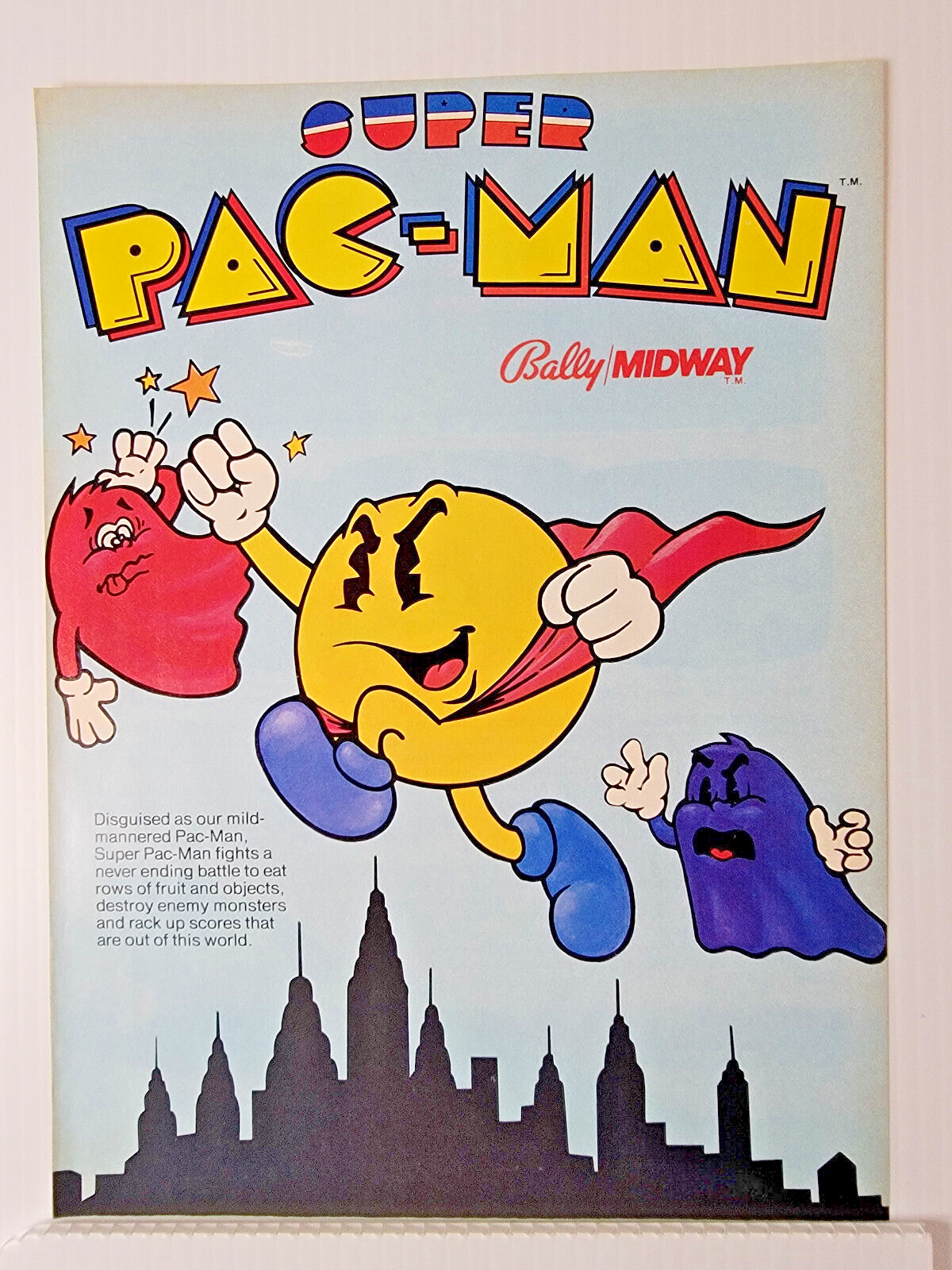 Original Vintage 1983 Bally Midway Super Pac Man video game print ad 80's