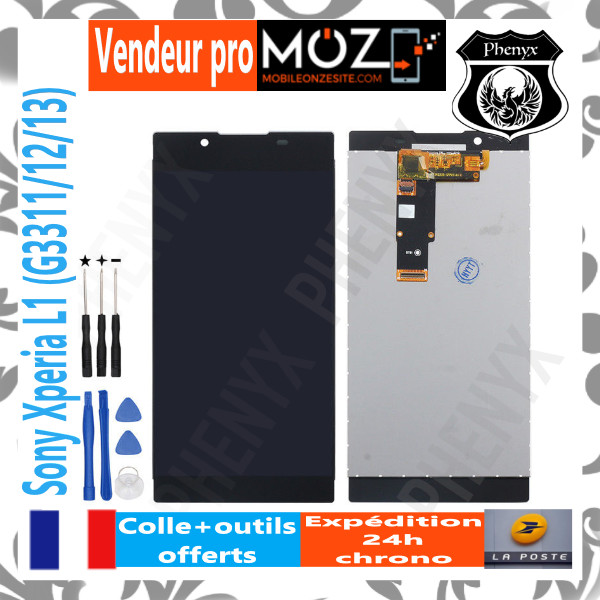 Bloc écran LCD et vitre tactile Sony L1 G-3311 noir complet avec colle