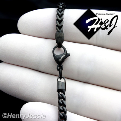 20''MEN Stainless Steel 3mm Black Plated Franco Cuban Curb Box Chain Necklace