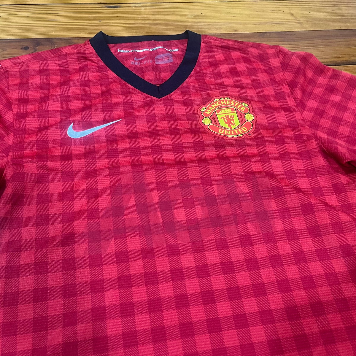 Nike Manchester United Dri-Fit Jersey Red Checkered Patch